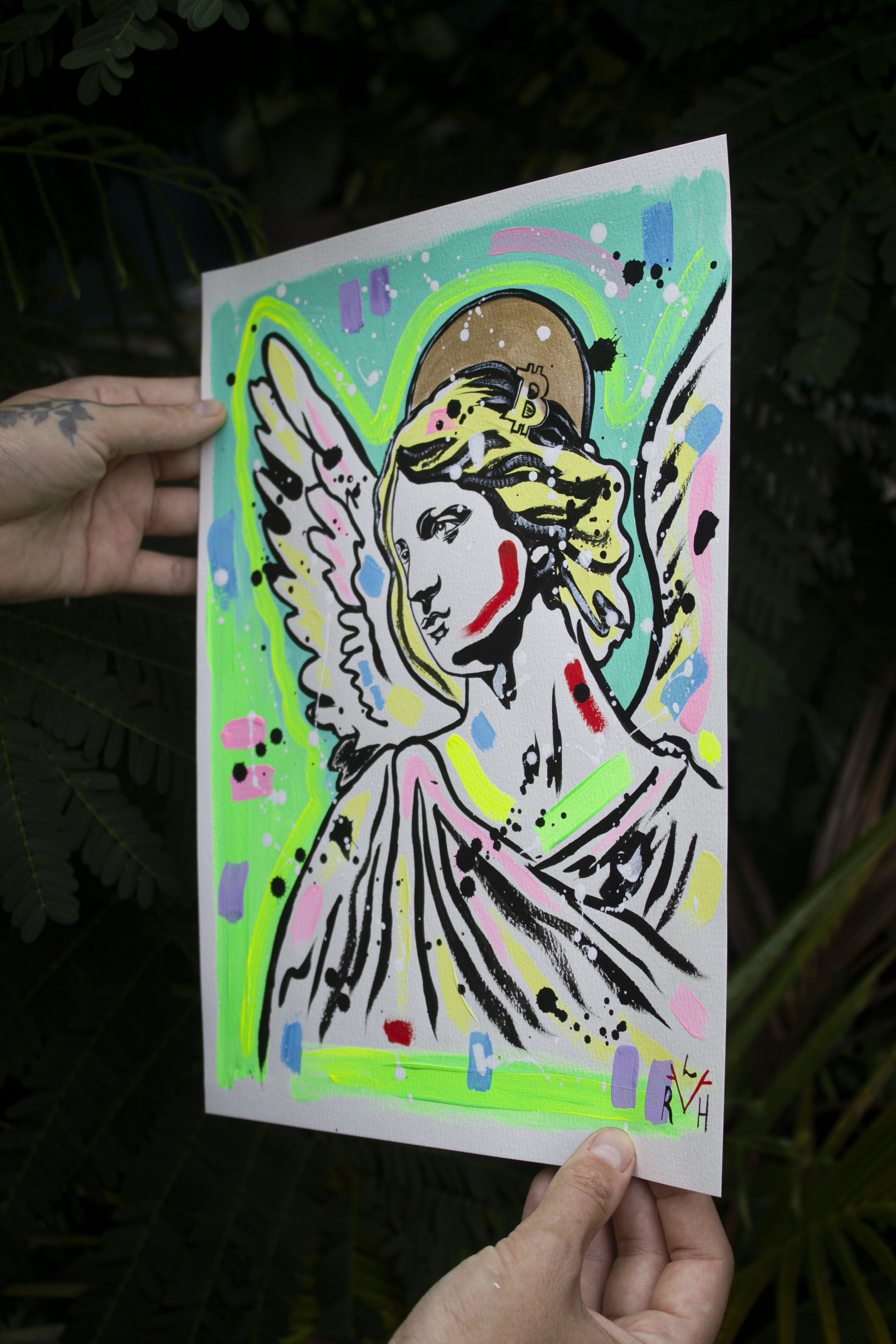 Bitcoin Angel — Electric Green & Turquoise — image 4