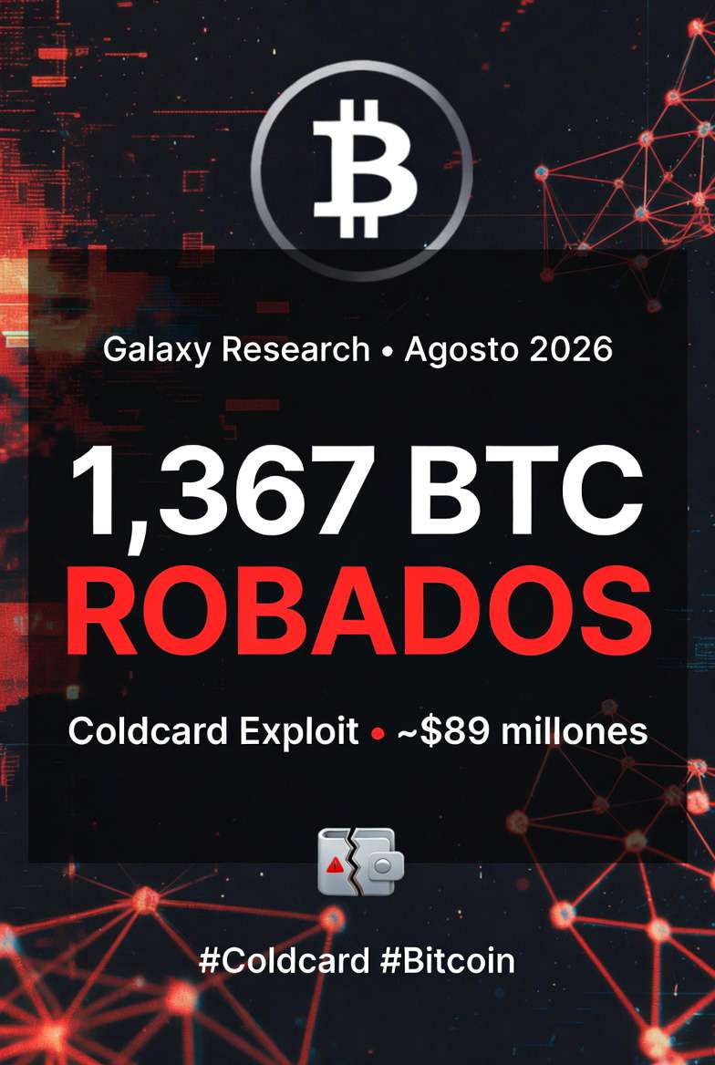 🚨 ACTUALIZACIÓN
Según Galaxy Research, el exploit de Coldcard ya suma 1,367 BTC robados (casi $89 millones) de 4,585 direcciones.
El ataque se ha desarrollado en 3 oleadas y sigue creciendo.
Si generaste tu seed en un Coldcard (especialmente Mk3 con firmware 4.0.0 en adelante), mueve tus fondos YA.
#Coldcard #Bitcoin #SelfCustody