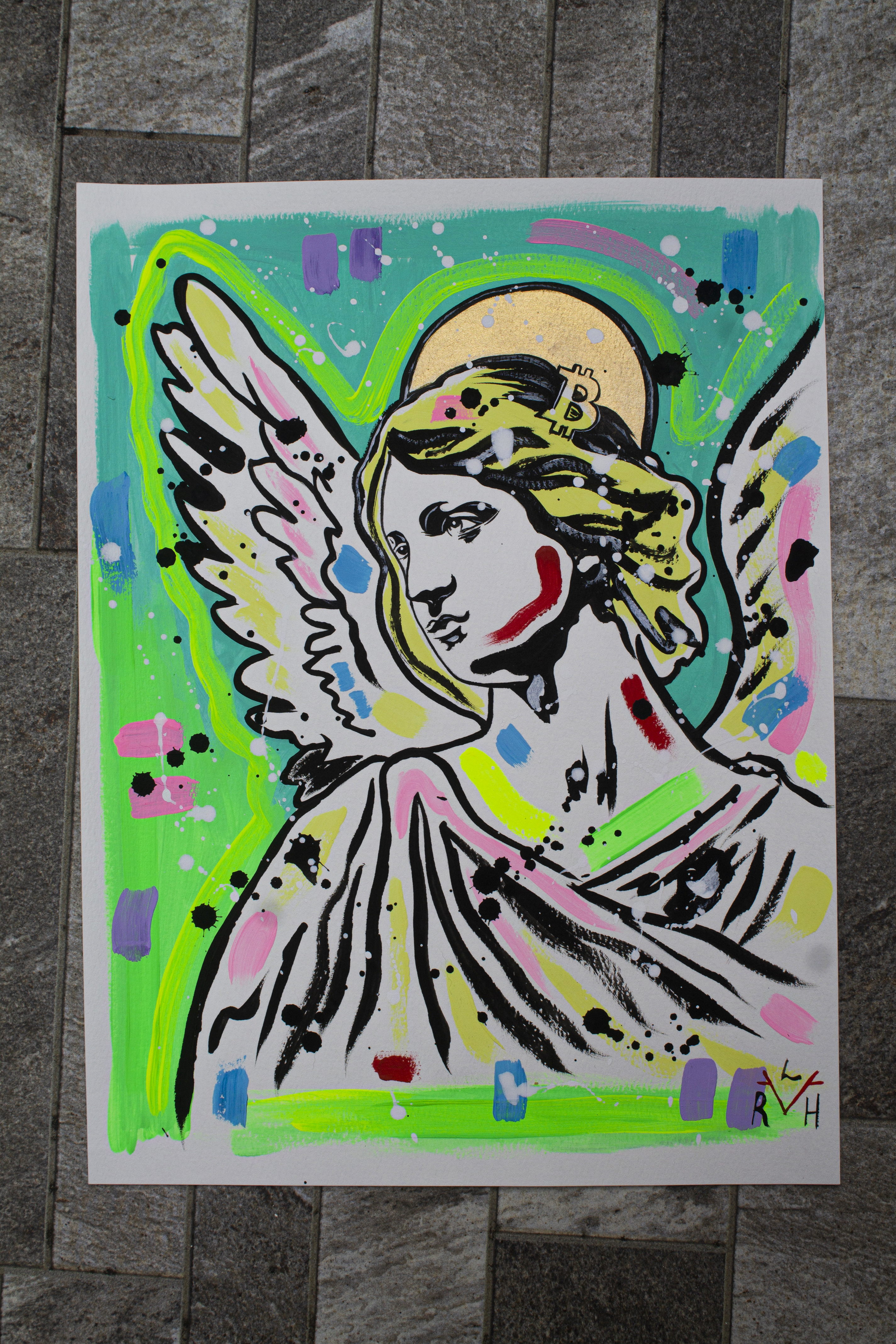 Bitcoin Angel — Electric Green & Turquoise — image 5