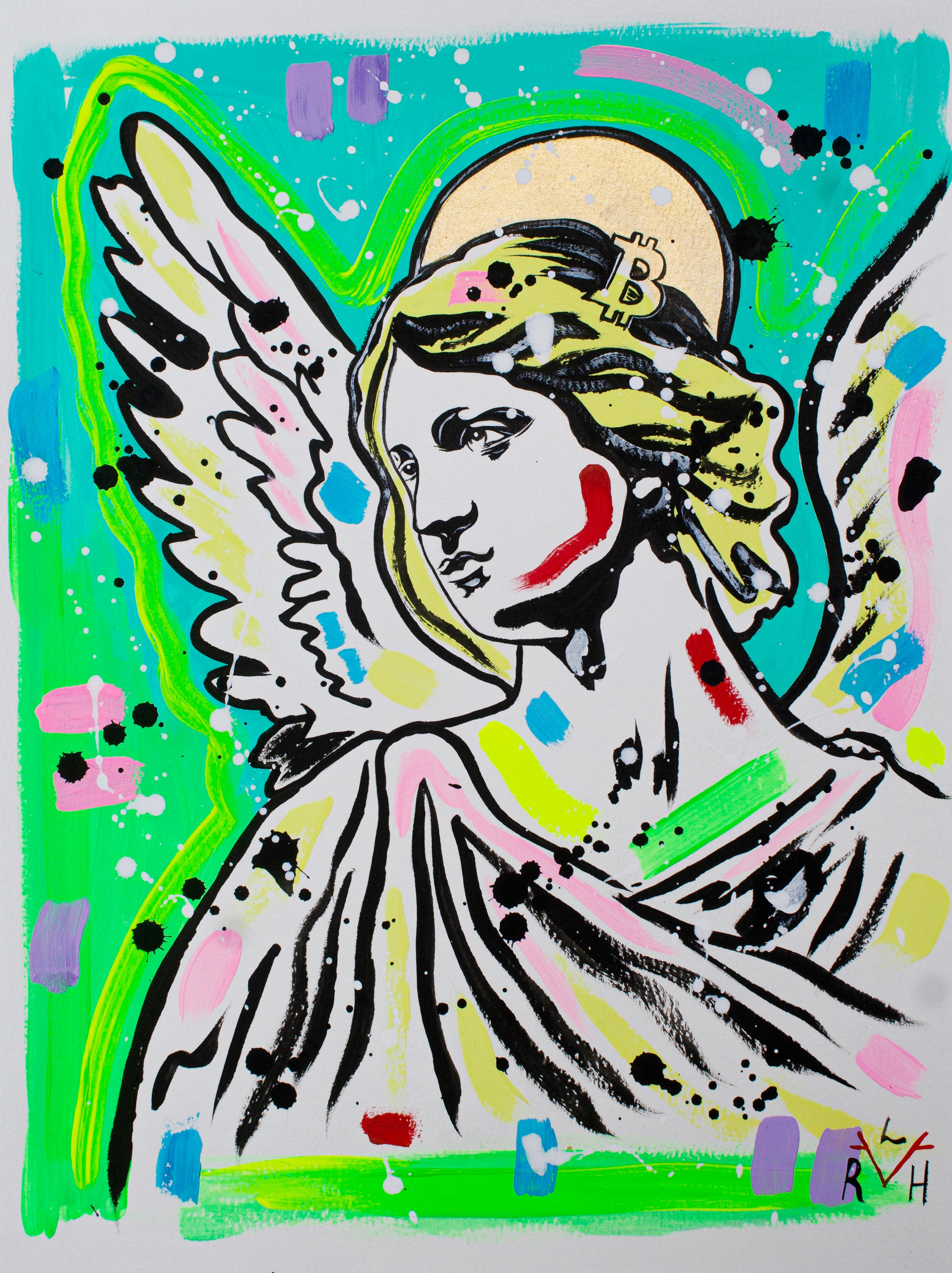 Bitcoin Angel — Electric Green & Turquoise — image 2