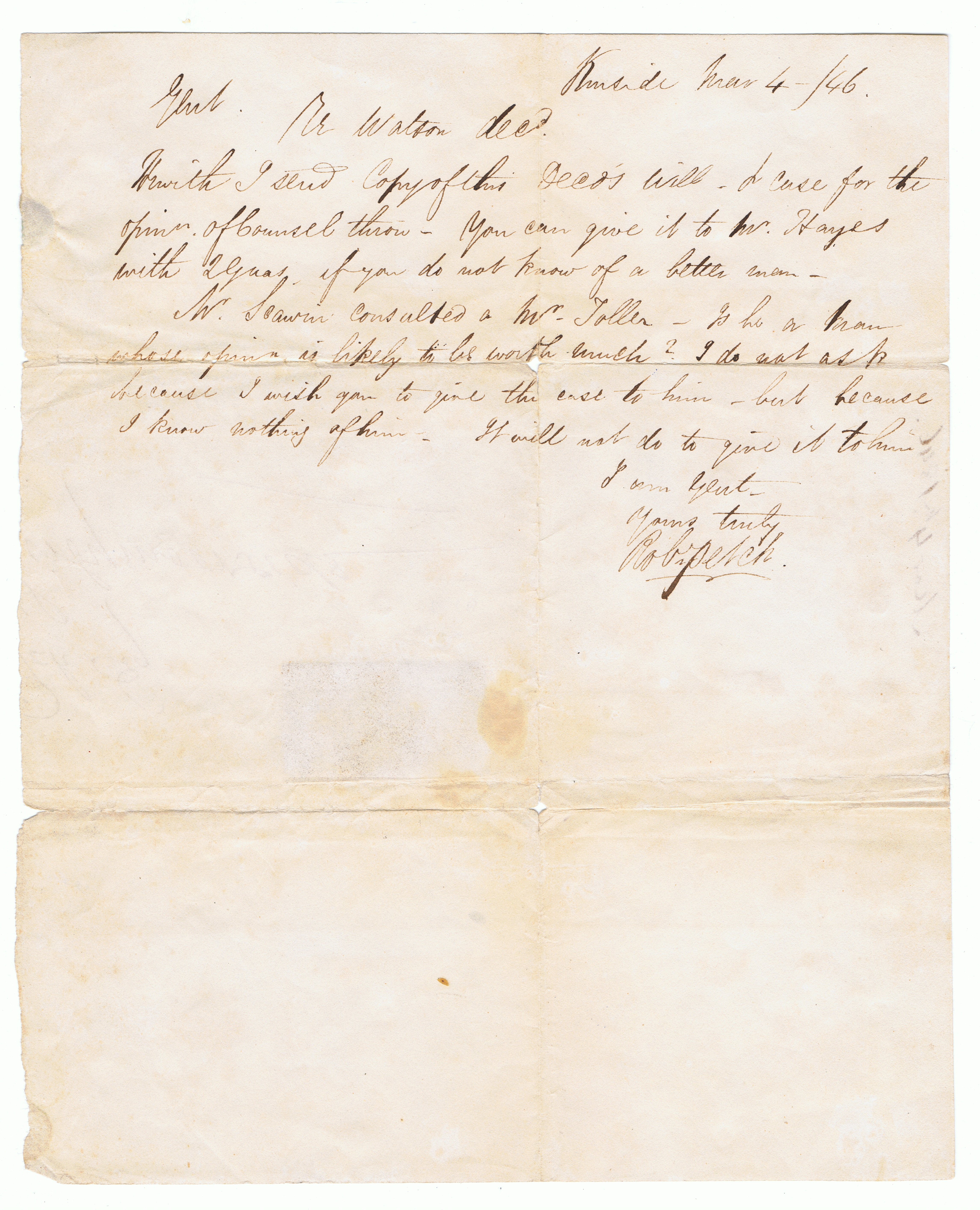 ancient handwritten 1846 letter and two rare ”one penny” stamps — image 3