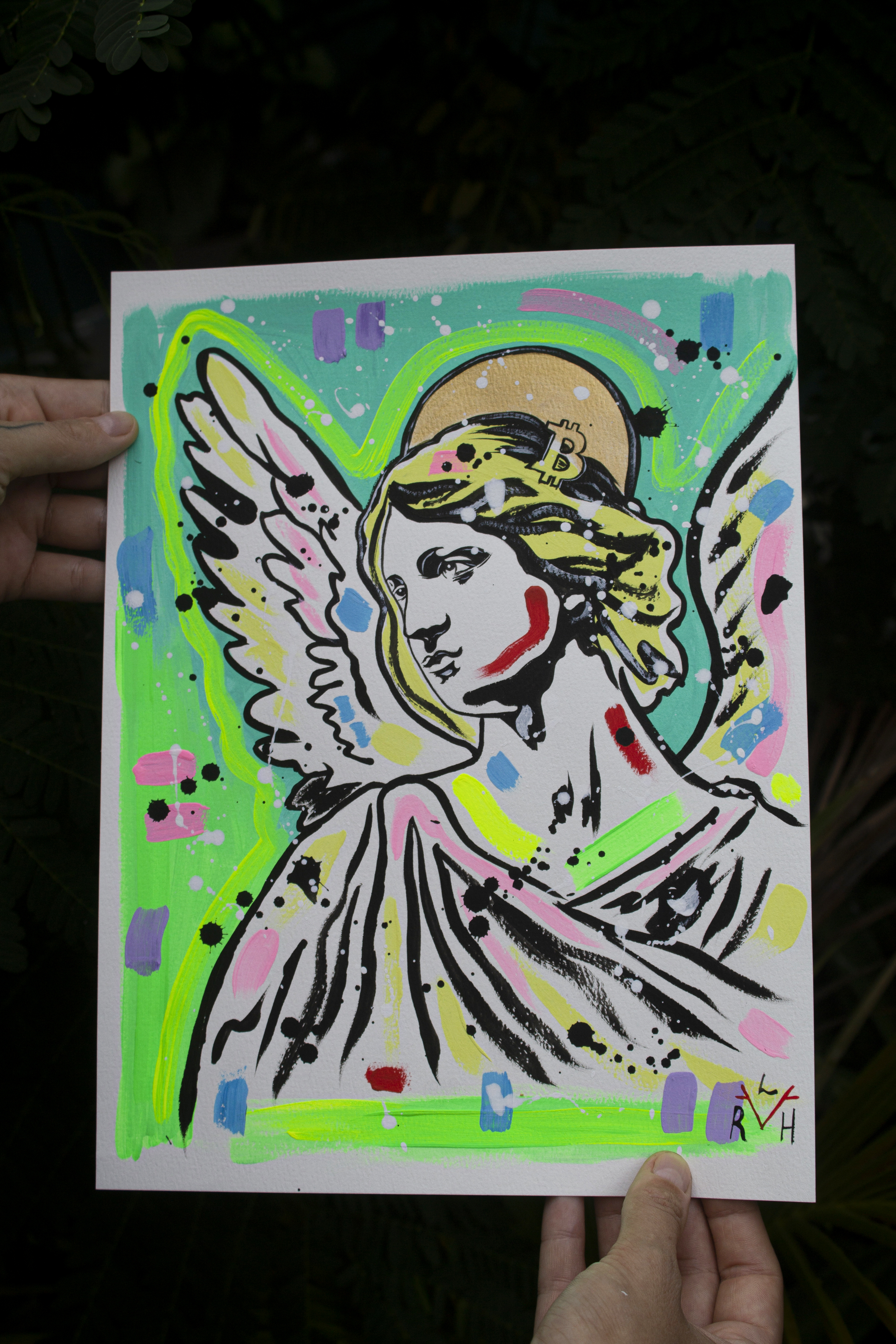 Bitcoin Angel — Electric Green & Turquoise — image 3